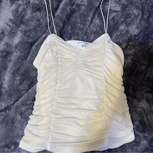 Love on a Hanger White Ruched Camisole with Spaghetti Straps